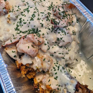 ALFREDO SHRIMP STUFFED JUMBO SMOKED TURKEY LEG